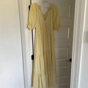 Yellow Gingham Maxi Dress